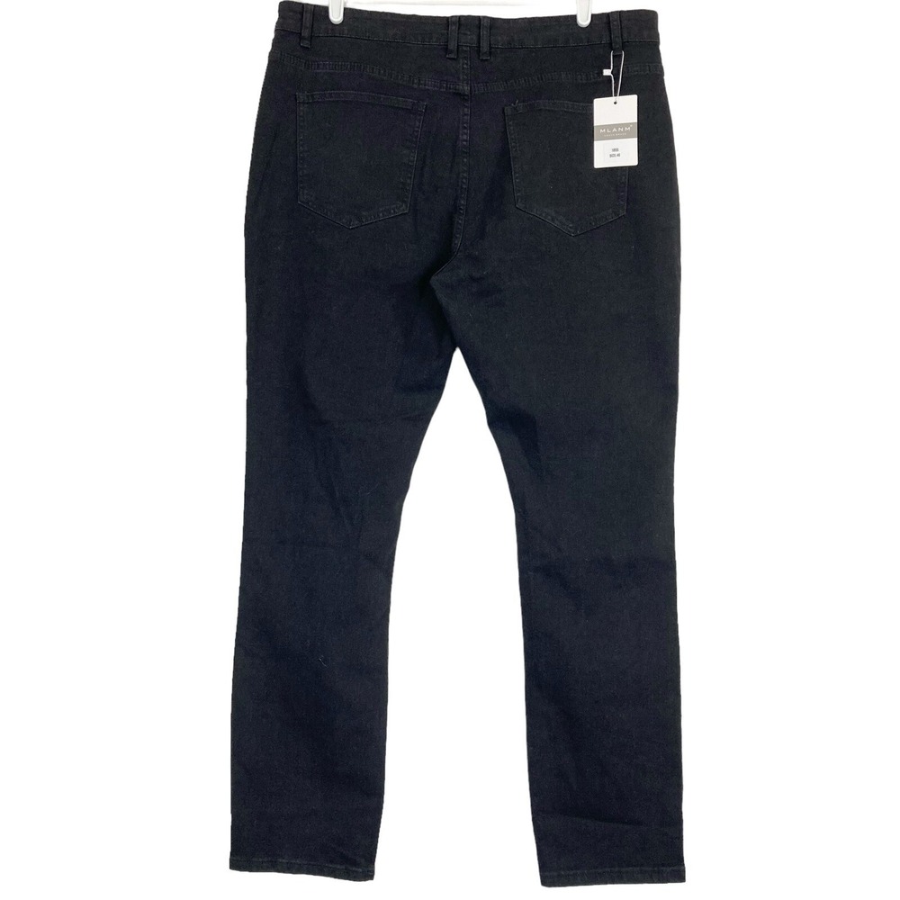 NWT MLANM Vogue Women Black Denim Jeans Plus 40 Distressed Embroidered Stretch - Picture 2 of 11